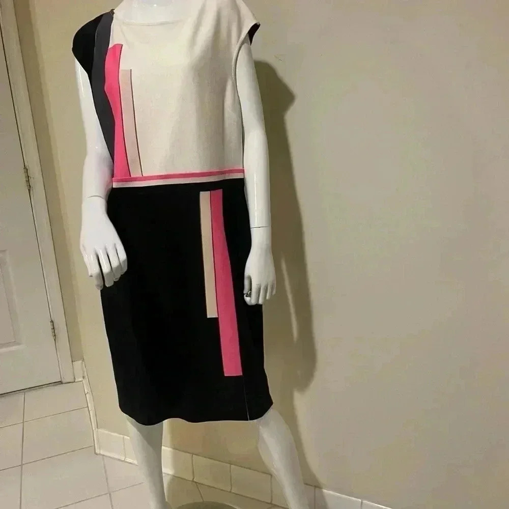 ST.John Cavier multi gorgeous dress,new with a tag black, pink & cream stripes - Picture 10 of 16